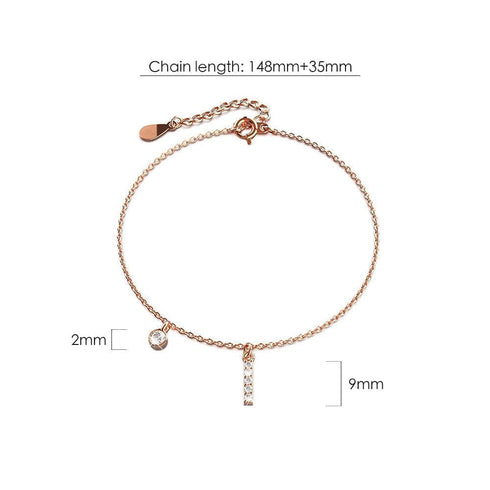 Solid 925 Sterling Silver Initial Crystal Personalised Alphabet Letter Bracelet Rose Gold Filled